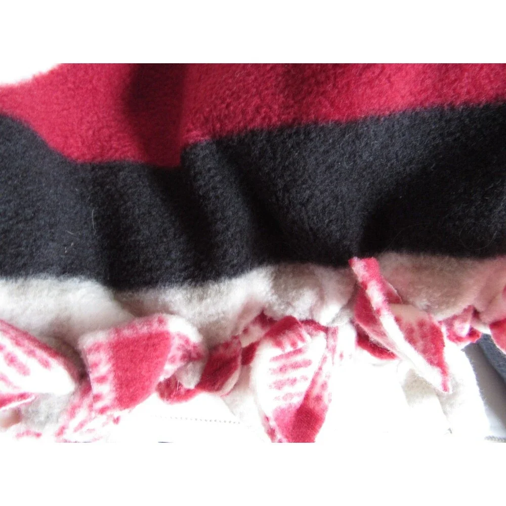 Handmade Tie Soft Fleece Throw Blanket Holiday Winter Snowman Red White NWOT